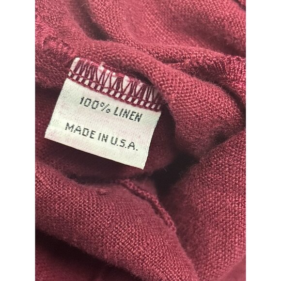 Vintage Red Button-Down Long-Sleeve Linen Blazer Jacket With Notched Lapel Colla - Picture 8 of 12